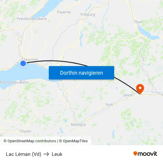 Lac Léman (Vd) to Leuk map