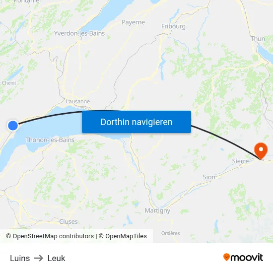 Luins to Leuk map