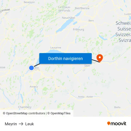 Meyrin to Leuk map