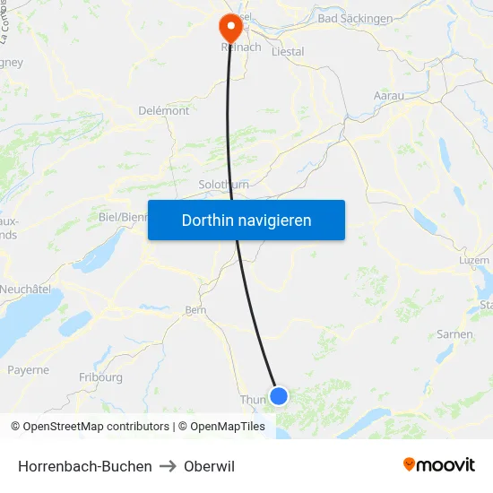 Horrenbach-Buchen to Oberwil map