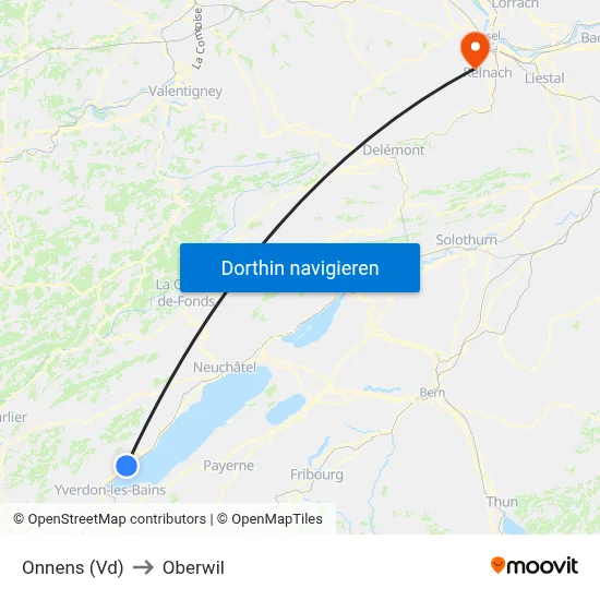 Onnens (Vd) to Oberwil map