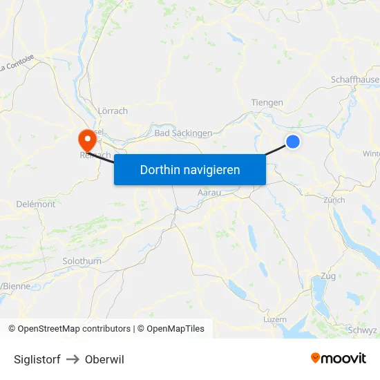 Siglistorf to Oberwil map