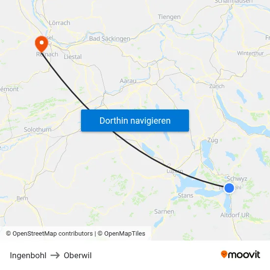 Ingenbohl to Oberwil map