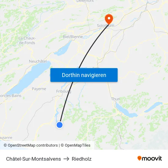 Châtel-Sur-Montsalvens to Riedholz map