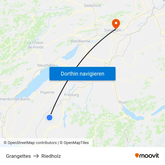 Grangettes to Riedholz map