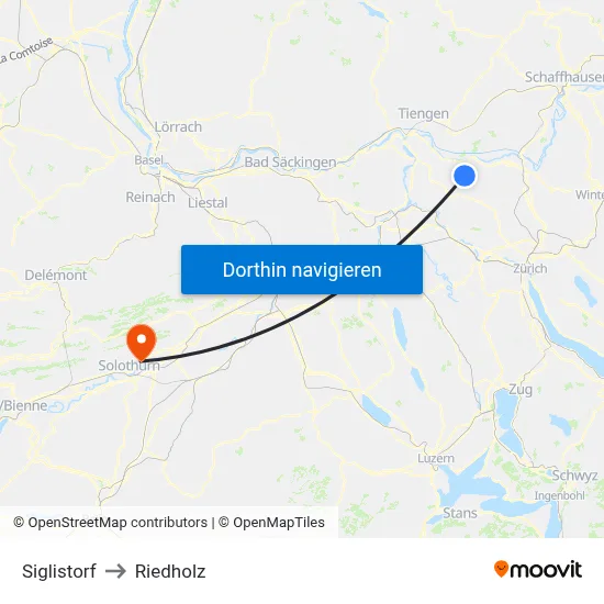Siglistorf to Riedholz map