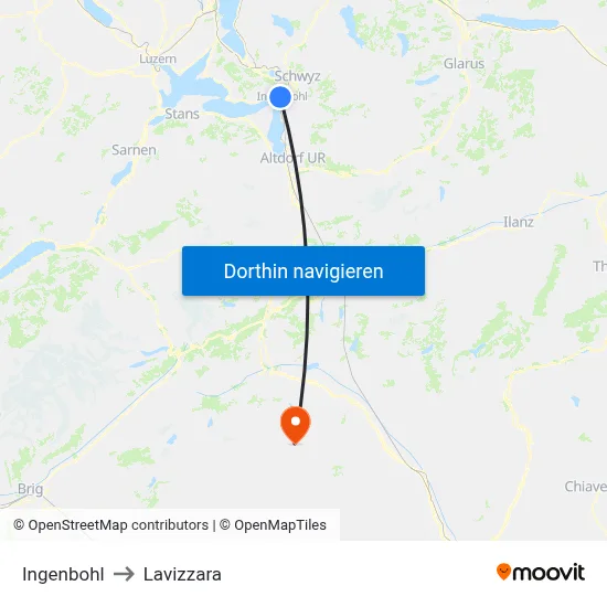 Ingenbohl to Lavizzara map