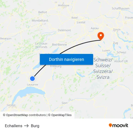 Echallens to Burg map