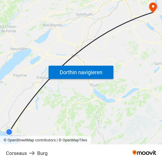 Corseaux to Burg map