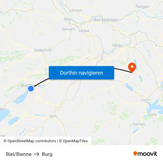 Biel/Bienne to Burg map
