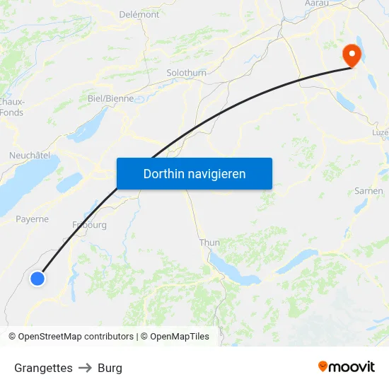 Grangettes to Burg map