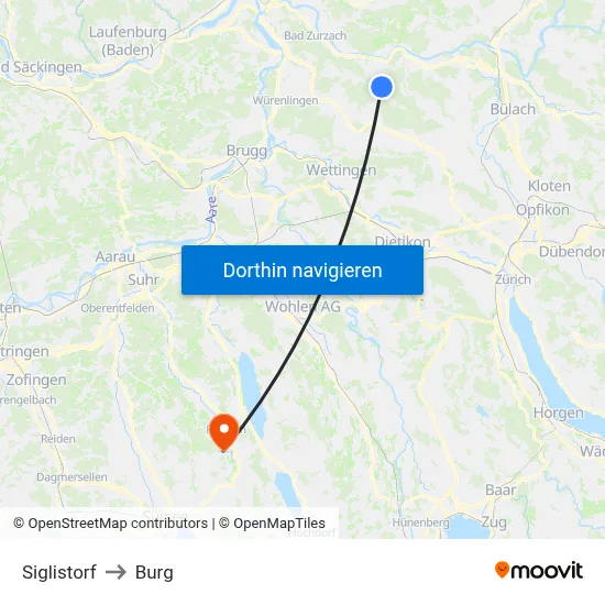 Siglistorf to Burg map
