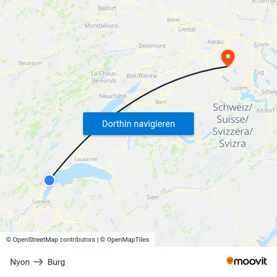 Nyon to Burg map