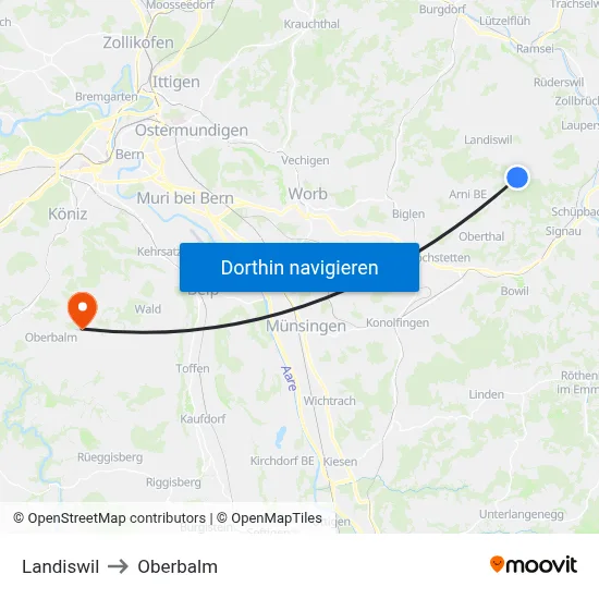 Landiswil to Oberbalm map
