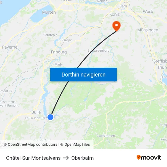 Châtel-Sur-Montsalvens to Oberbalm map