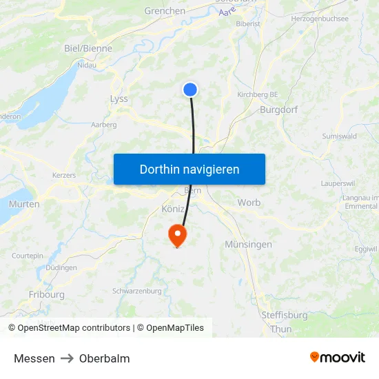 Messen to Oberbalm map