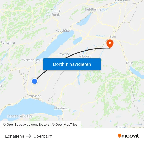 Echallens to Oberbalm map
