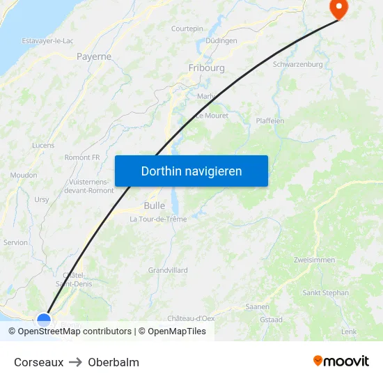 Corseaux to Oberbalm map