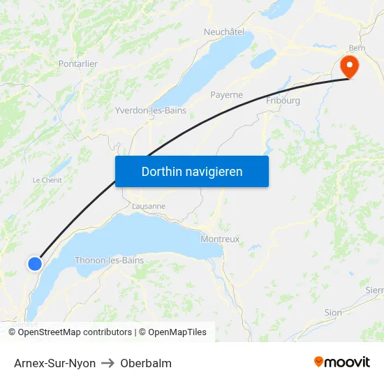 Arnex-Sur-Nyon to Oberbalm map