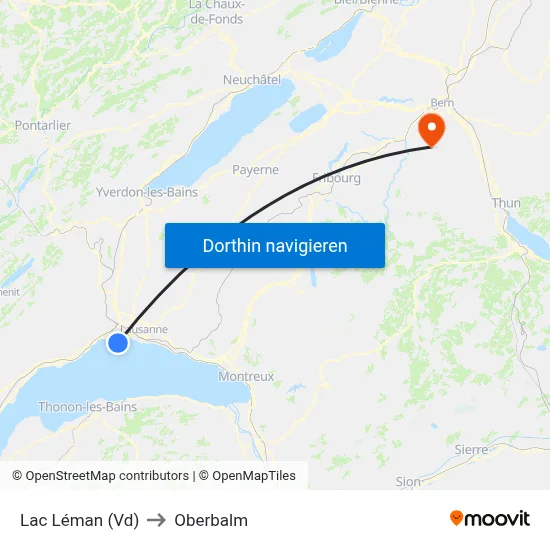 Lac Léman (Vd) to Oberbalm map
