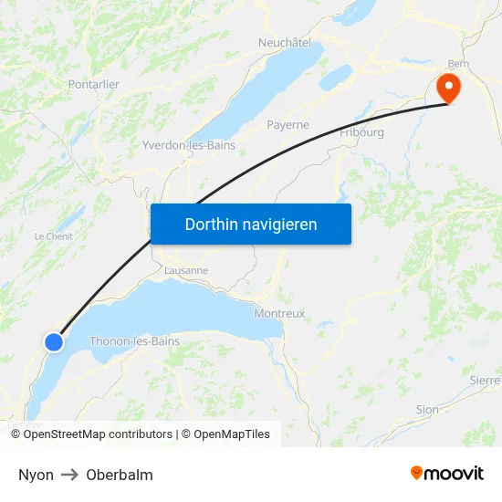 Nyon to Oberbalm map