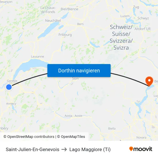 Saint-Julien-En-Genevois to Lago Maggiore (Ti) map