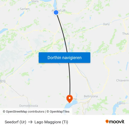 Seedorf (Ur) to Lago Maggiore (Ti) map