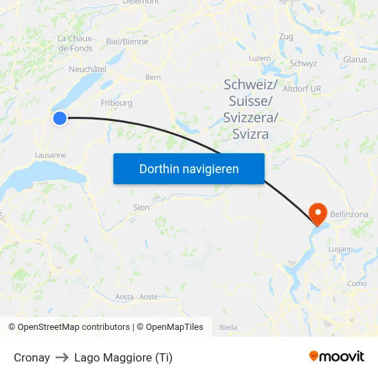 Cronay to Lago Maggiore (Ti) map
