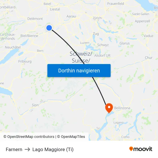 Farnern to Lago Maggiore (Ti) map