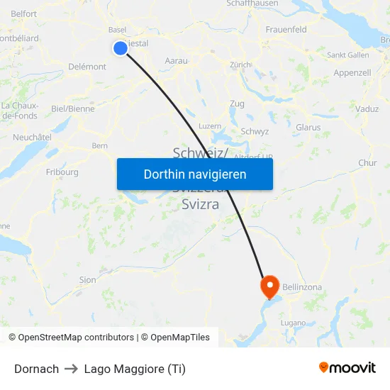Dornach to Lago Maggiore (Ti) map