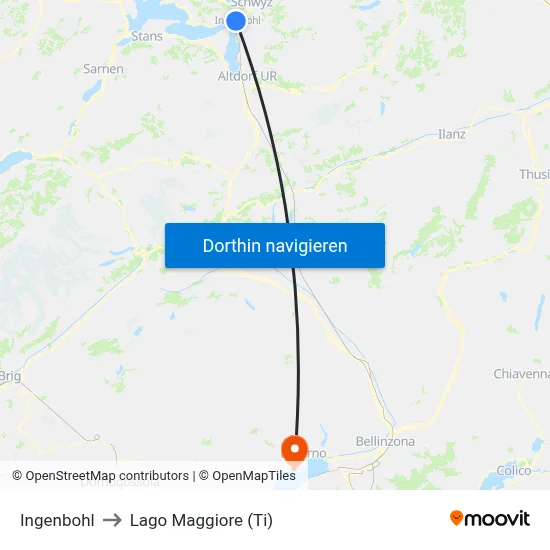 Ingenbohl to Lago Maggiore (Ti) map