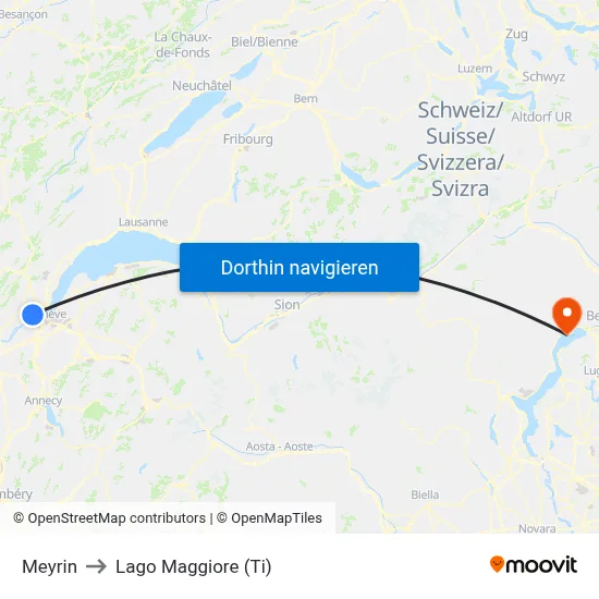 Meyrin to Lago Maggiore (Ti) map