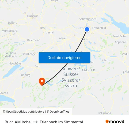 Buch AM Irchel to Erlenbach Im Simmental map