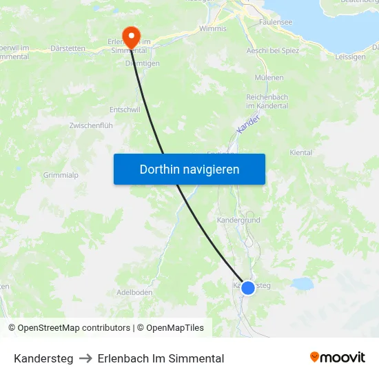 Kandersteg to Erlenbach Im Simmental map