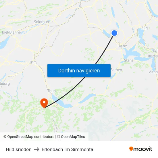 Hildisrieden to Erlenbach Im Simmental map
