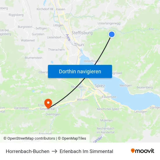 Horrenbach-Buchen to Erlenbach Im Simmental map