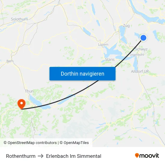 Rothenthurm to Erlenbach Im Simmental map