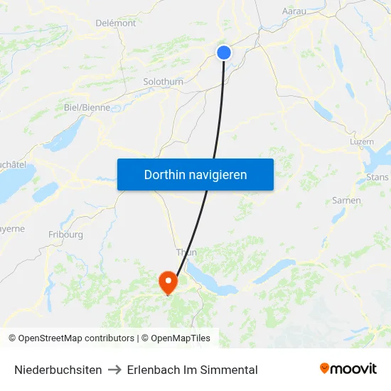 Niederbuchsiten to Erlenbach Im Simmental map