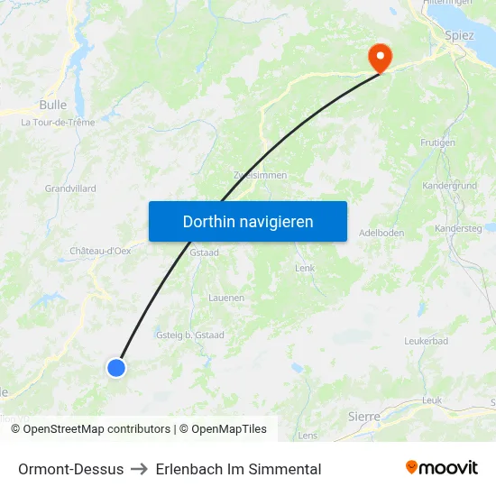 Ormont-Dessus to Erlenbach Im Simmental map