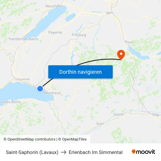 Saint-Saphorin (Lavaux) to Erlenbach Im Simmental map