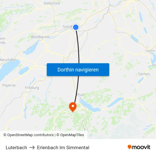 Luterbach to Erlenbach Im Simmental map