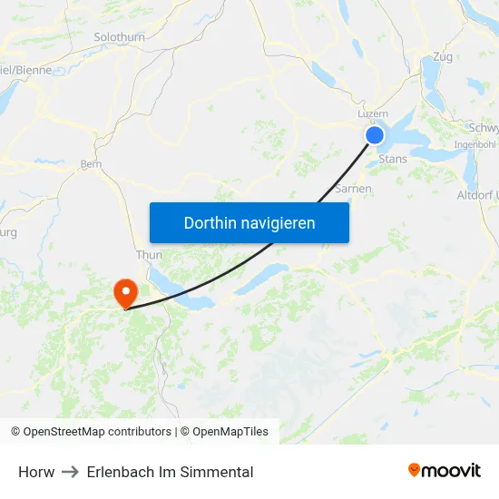 Horw to Erlenbach Im Simmental map