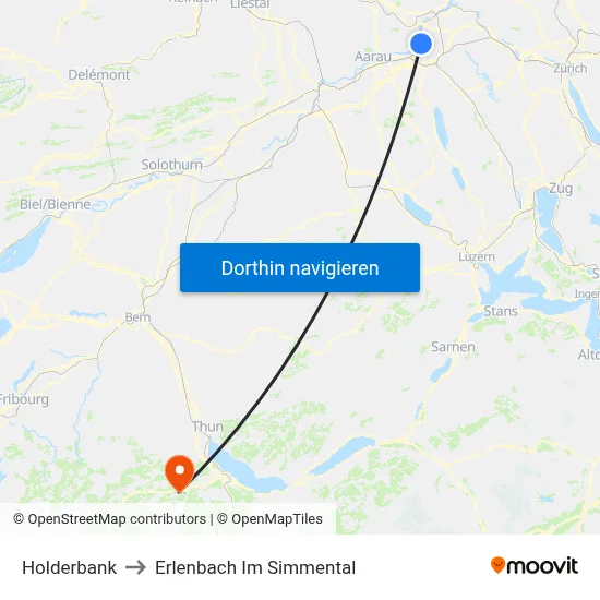 Holderbank to Erlenbach Im Simmental map
