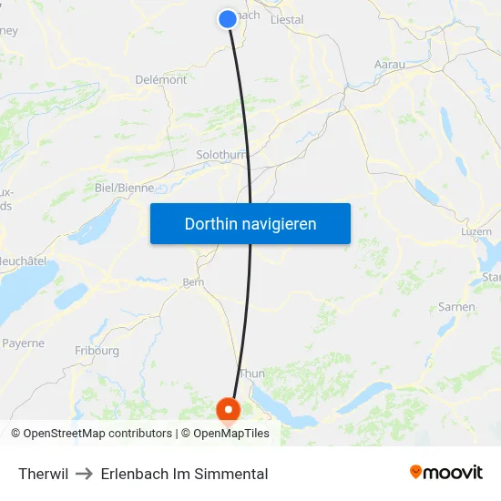 Therwil to Erlenbach Im Simmental map