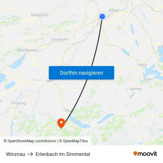 Winznau to Erlenbach Im Simmental map