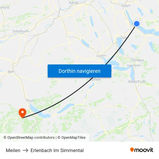 Meilen to Erlenbach Im Simmental map