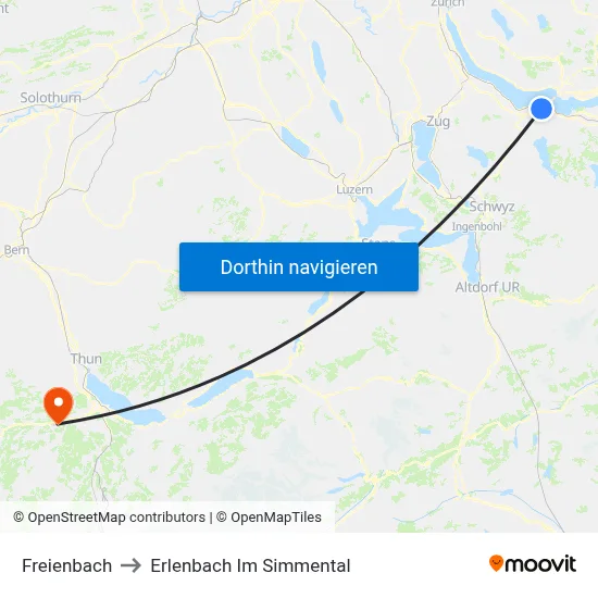 Freienbach to Erlenbach Im Simmental map