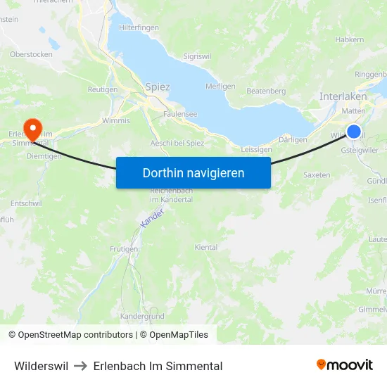 Wilderswil to Erlenbach Im Simmental map