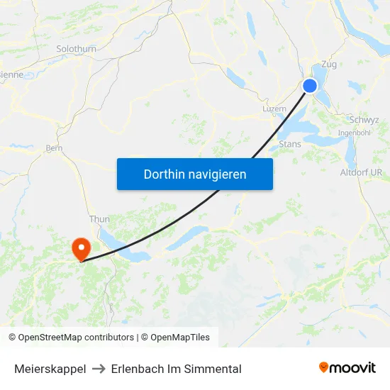 Meierskappel to Erlenbach Im Simmental map