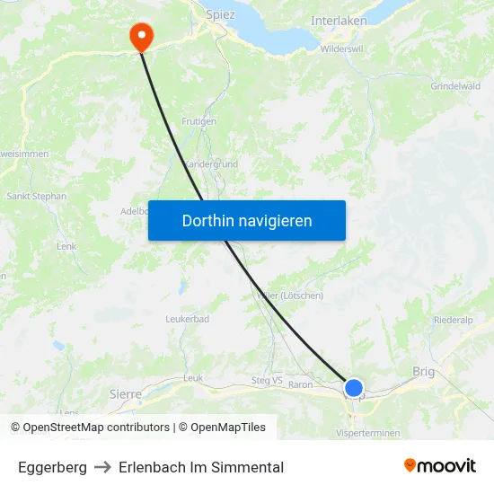 Eggerberg to Erlenbach Im Simmental map